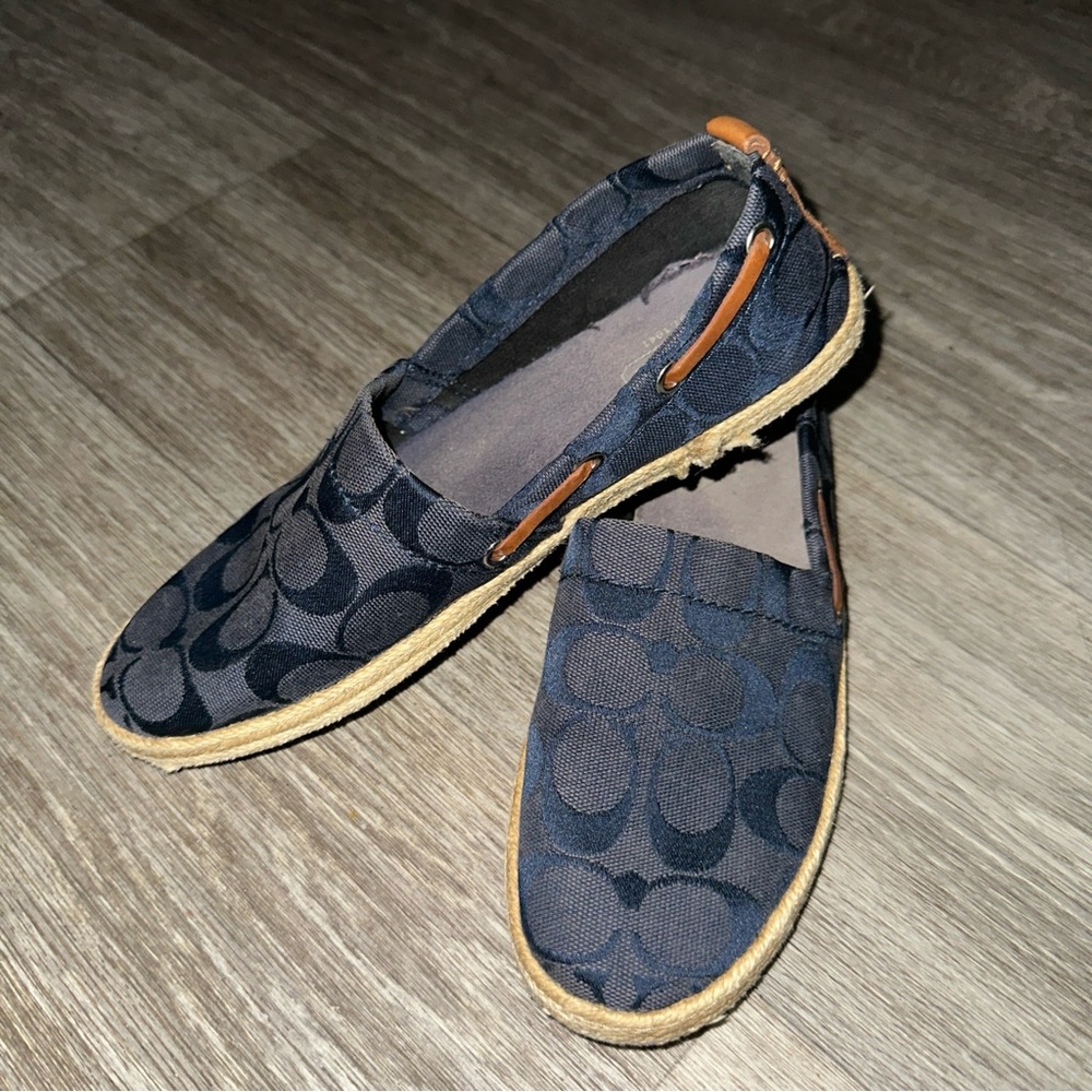 Coach Navy Patterned Slip-On Espadrilles